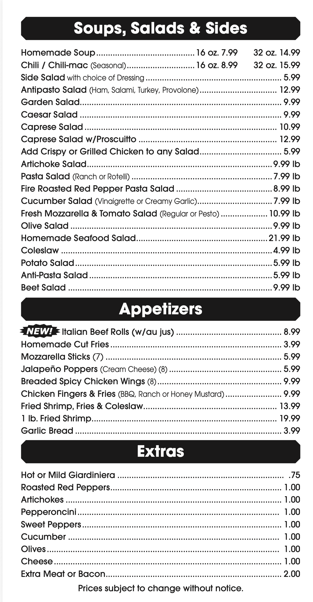 Asti Deli Menu